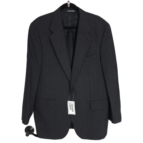 Versace Other - Gianni Versace Mens Blazer Vtg 90s Gray Pinstripe Virgin Wool Suit Jacket NWT 51
